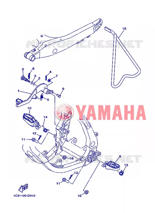 SUPPORT / REPOSE PIEDS Yamaha MOTO 125 2012 YZ  YZ125