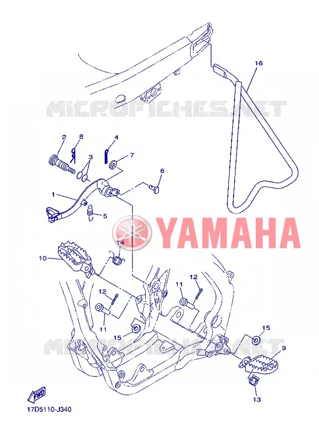 SUPPORT / REPOSE PIEDS Yamaha MOTO 250 2012 YZF  YZ250F