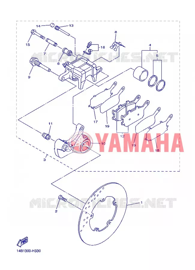 ETRIER DE FREIN ARRIERE Yamaha MOTO 1000 2012 R1  YZF-R1