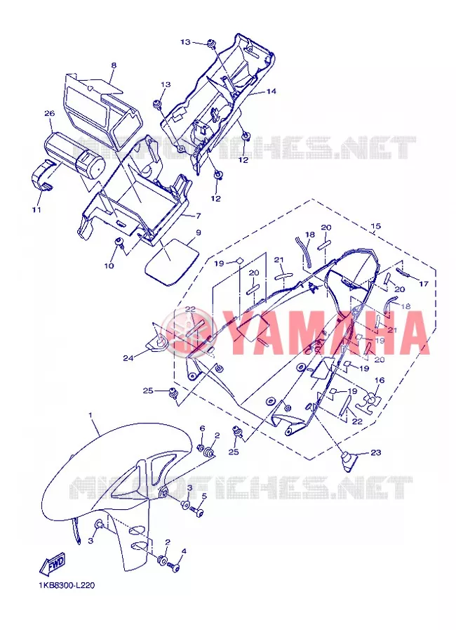 GARDE BOUE Yamaha MOTO 1000 2012 R1  YZF-R1