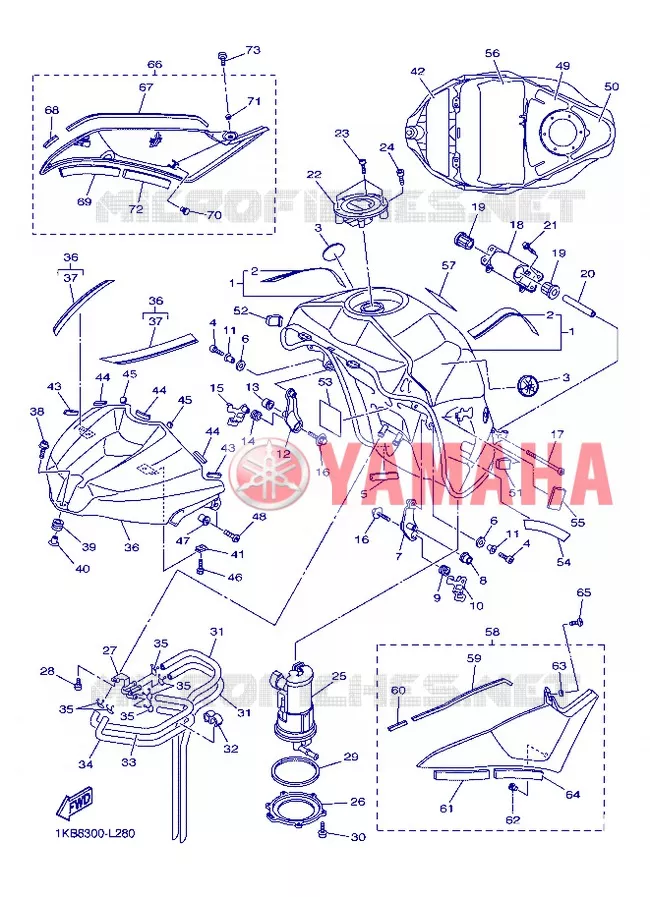 RESERVOIR A ESSENCE Yamaha MOTO 1000 2012 R1  YZF-R1