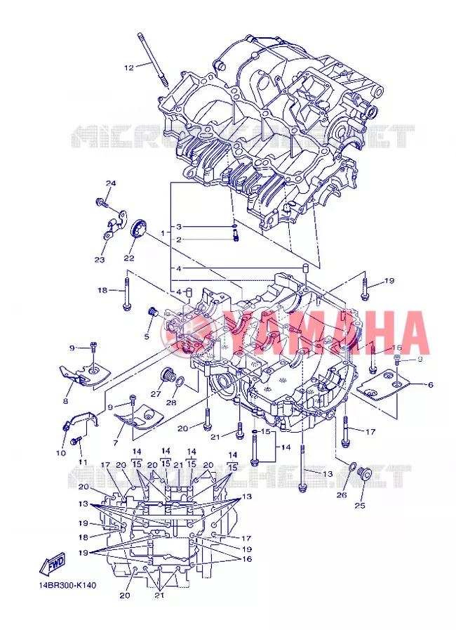 CARTER MOTEUR Yamaha MOTO 1000 2012 R1  YZF-R1