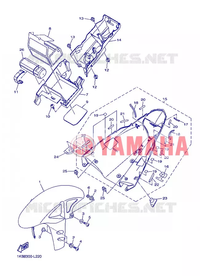 GARDE BOUE Yamaha MOTO 1000 2012 R1  YZF-R1