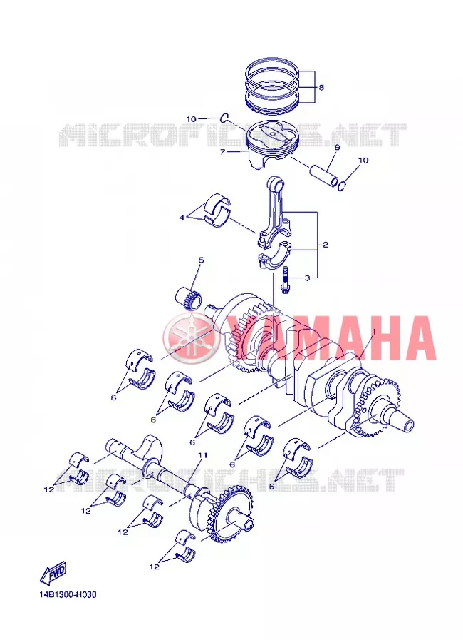VILEBREQUIN / PISTON Yamaha MOTO 1000 2012 R1  YZF-R1