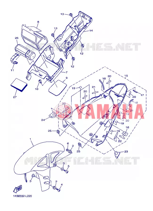 GARDE BOUE Yamaha MOTO 1000 2012 R1  YZF-R1