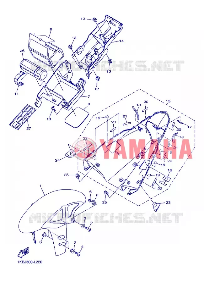GARDE BOUE Yamaha MOTO 1000 2012 R1  YZF-R1