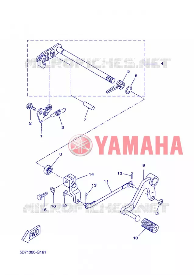 AXE DE SELECTEUR / PEDALE Yamaha MOTO 125 2012 R125  YZF-R125