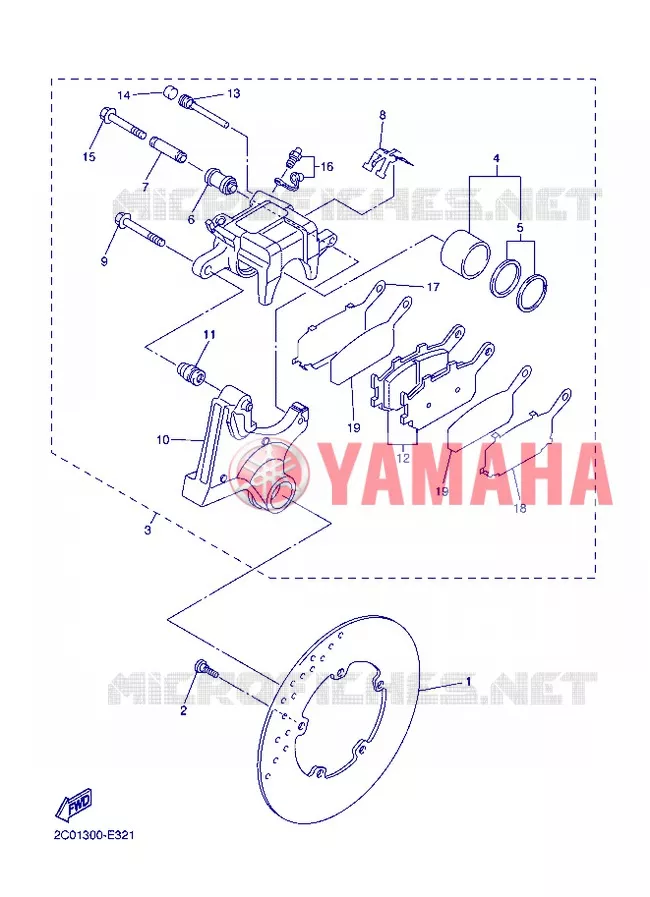 ETRIER DE FREIN ARRIERE Yamaha MOTO 600 2012 R6  YZF-R6