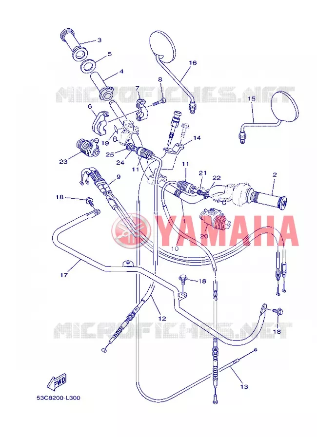 GUIDON ET CABLES Yamaha MOTO 200 2013 AG  AG200FE