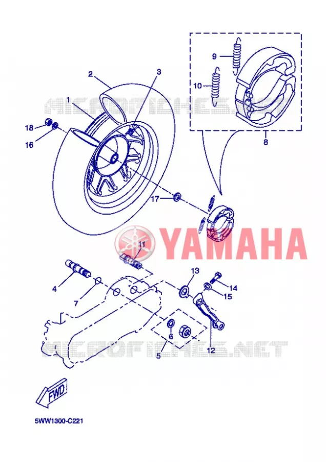 ROUE ARRIERE Yamaha SCOOTER 50 2013 BOOSTER  CW50