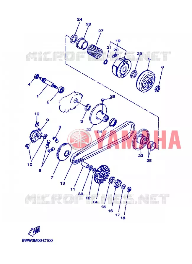 EMBRAYAGE DE DEMARREUR Yamaha SCOOTER 50 2013 BOOSTER  CW50
