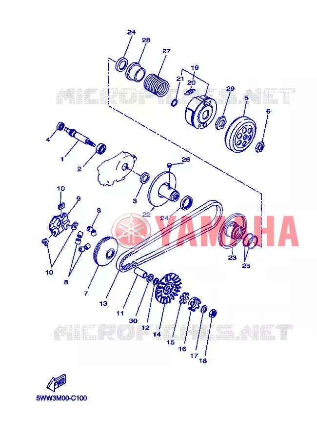 EMBRAYAGE DE DEMARREUR Yamaha SCOOTER 50 2013 BWS  CW50