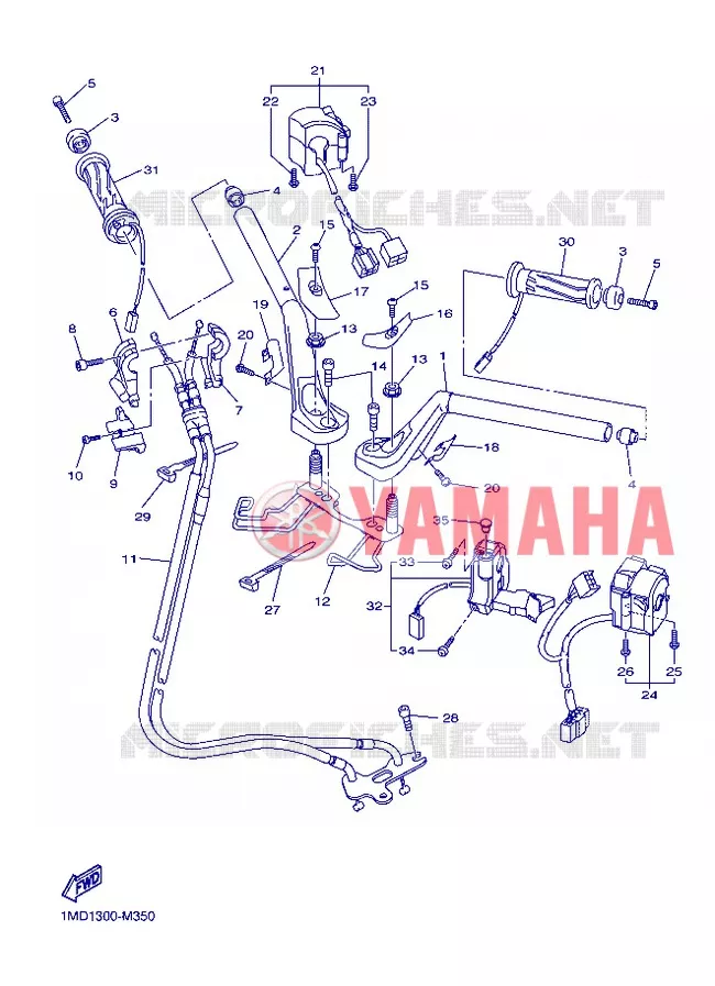 GUIDON ET CABLES Yamaha MOTO 1300 2013 FJR AS ABS  FJR1300AS