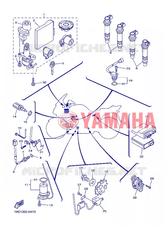 PARTIE ELECTRIQUE 1 Yamaha MOTO 1300 2013 FJR AS ABS  FJR1300AS