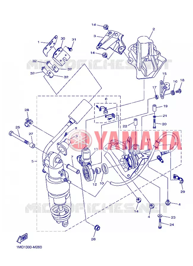 AMORTISSEUR ARRIERE Yamaha MOTO 1300 2013 FJR AS ABS  FJR1300AS