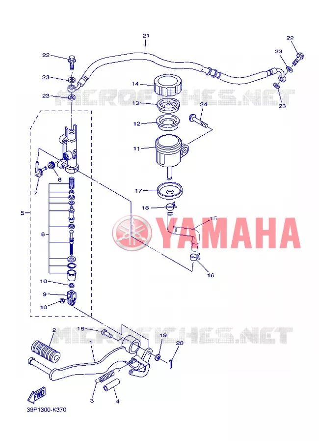 MAITRE CYLINDRE DE FREIN ARRIERE Yamaha MOTO 800 2013 FZ8  FZ8-N
