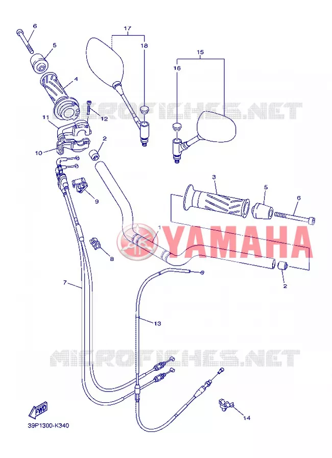 GUIDON ET CABLES Yamaha MOTO 800 2013 FZ8  FZ8-N