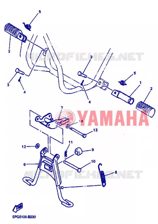 SUPPORT / REPOSE PIEDS Yamaha MOTO 50 2013 PW  PW50
