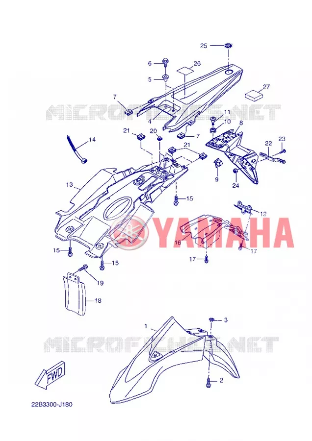 GARDE BOUE Yamaha MOTO 125 2013 WR-R  WR125R