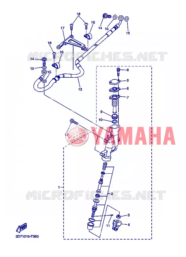 MAITRE CYLINDRE DE FREIN ARRIERE Yamaha MOTO 250 2013 WR-R  WR250R