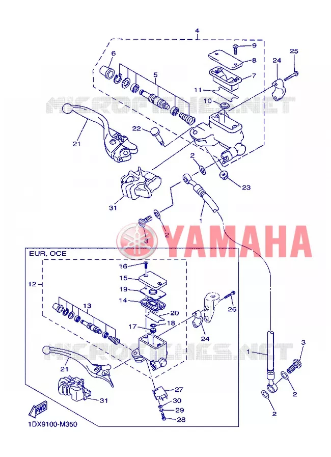 MAITRE CYLINDRE DE FREIN AVANT Yamaha MOTO 450 2013 WRF  WR450F