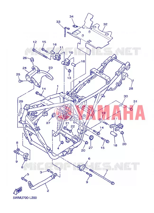 CADRE Yamaha MOTO 1300 2013 XJR  XJR1300
