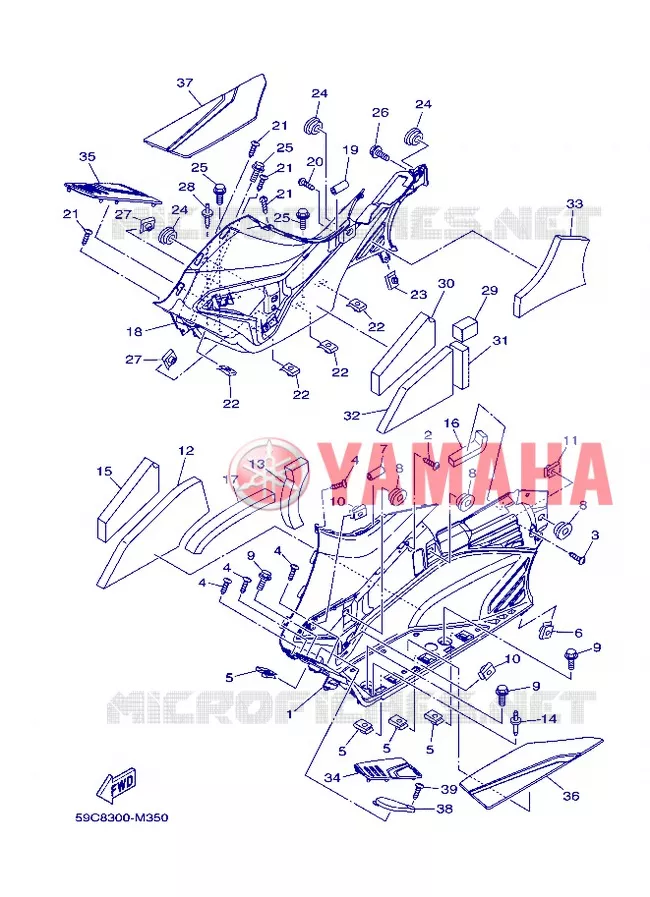 SUPPORT / REPOSE PIEDS 2 Yamaha SCOOTER 530 2013 TMAX ABS  XP500A