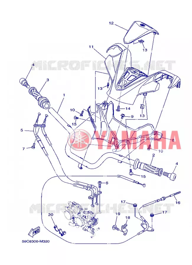 GUIDON ET CABLES Yamaha SCOOTER 530 2013 TMAX ABS  XP500A