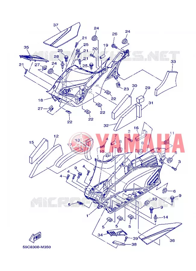 SUPPORT / REPOSE PIEDS 2 Yamaha SCOOTER 530 2013 TMAX ABS  XP500A