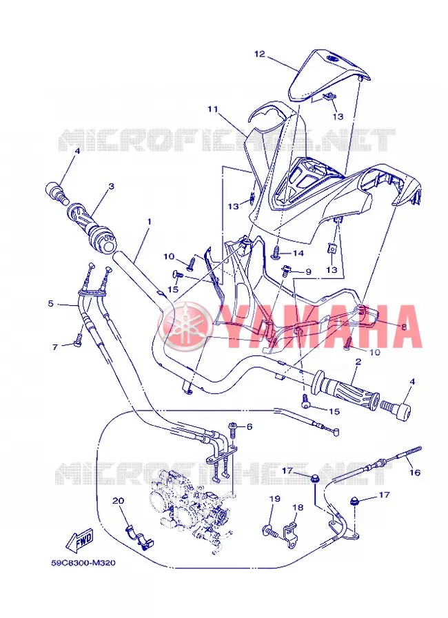 GUIDON ET CABLES Yamaha SCOOTER 530 2013 TMAX ABS  XP500A