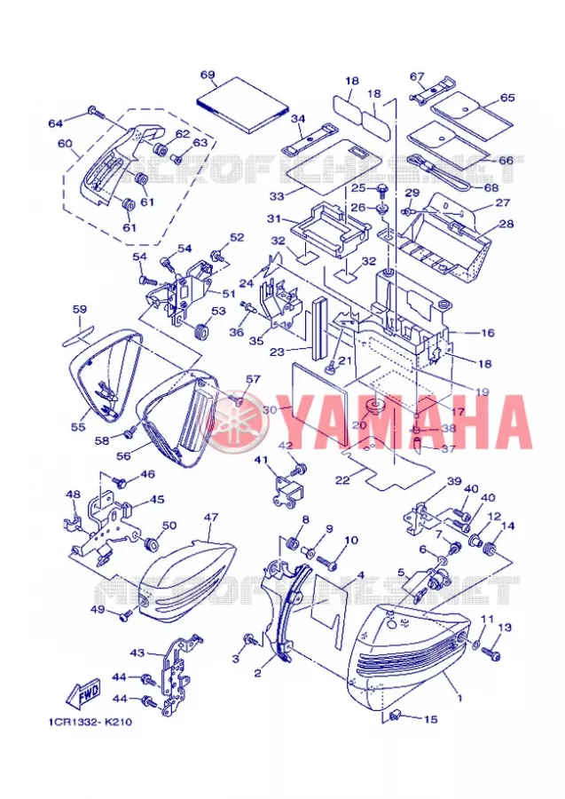 COUVERCLE LATERAL Yamaha MOTO 1900 2013 MIDNIGHT STAR  XV1900A