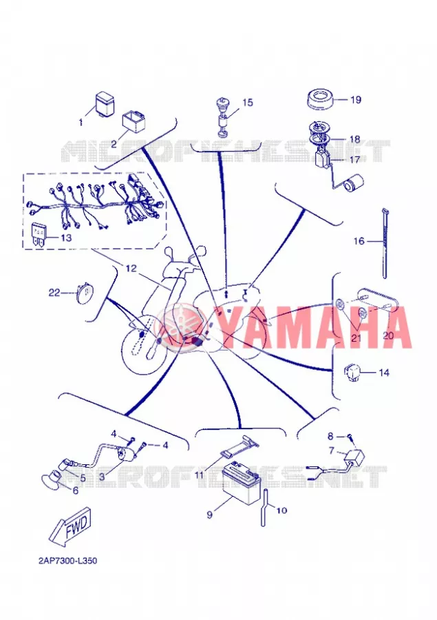 PARTIE ELECTRIQUE 2 Yamaha SCOOTER 50 2013 NEOS  YN50