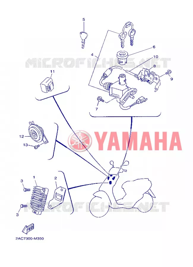 PARTIE ELECTRIQUE 1 Yamaha SCOOTER 50 2013 NEOS 4T UBS  YN50FU