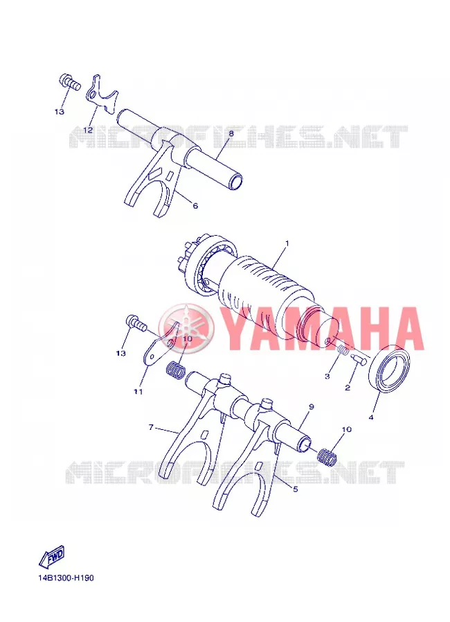 BARILLET DE SELECTION / FOURCHETTES Yamaha MOTO 1000 2013 R1  YZF-R1