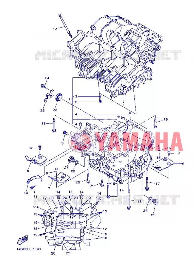CARTER MOTEUR Yamaha MOTO 1000 2013 R1  YZF-R1