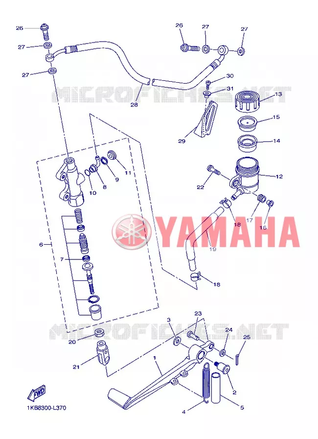 MAITRE CYLINDRE DE FREIN ARRIERE Yamaha MOTO 1000 2013 R1  YZF-R1