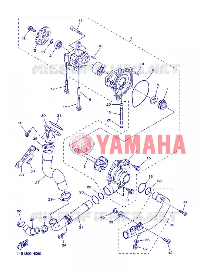 POMPE A EAU / DURITES Yamaha MOTO 1000 2013 R1  YZF-R1