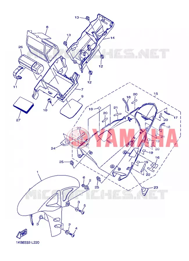 GARDE BOUE Yamaha MOTO 1000 2013 R1  YZF-R1