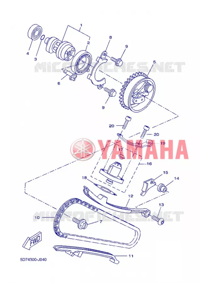 ARBRE A CAMES / CHAINE DE DISTRIBUTION Yamaha MOTO 125 2013 R125  YZF-R125