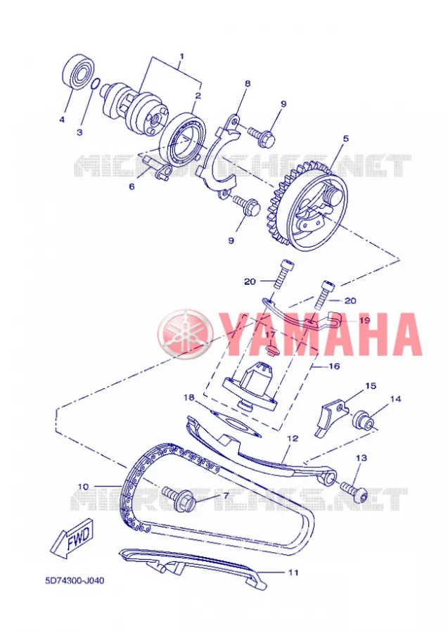 ARBRE A CAMES / CHAINE DE DISTRIBUTION Yamaha MOTO 125 2013 R125  YZF-R125