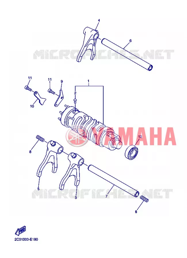 BARILLET DE SELECTION / FOURCHETTES Yamaha MOTO 600 2013 R6  YZF-R6