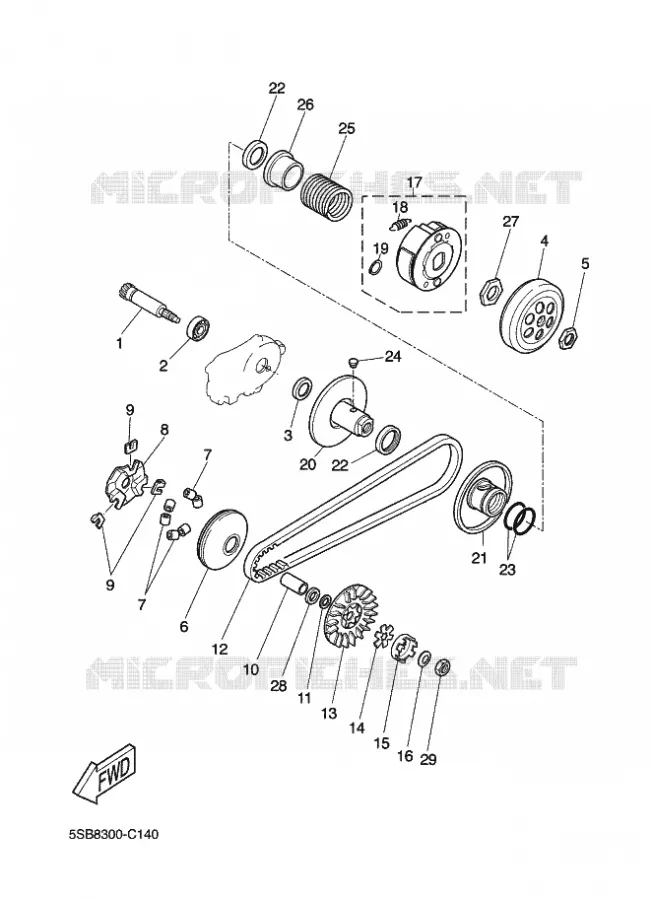 EMBRAYAGE DE DEMARREUR Yamaha SCOOTER 50 2012 JOG R  CS50