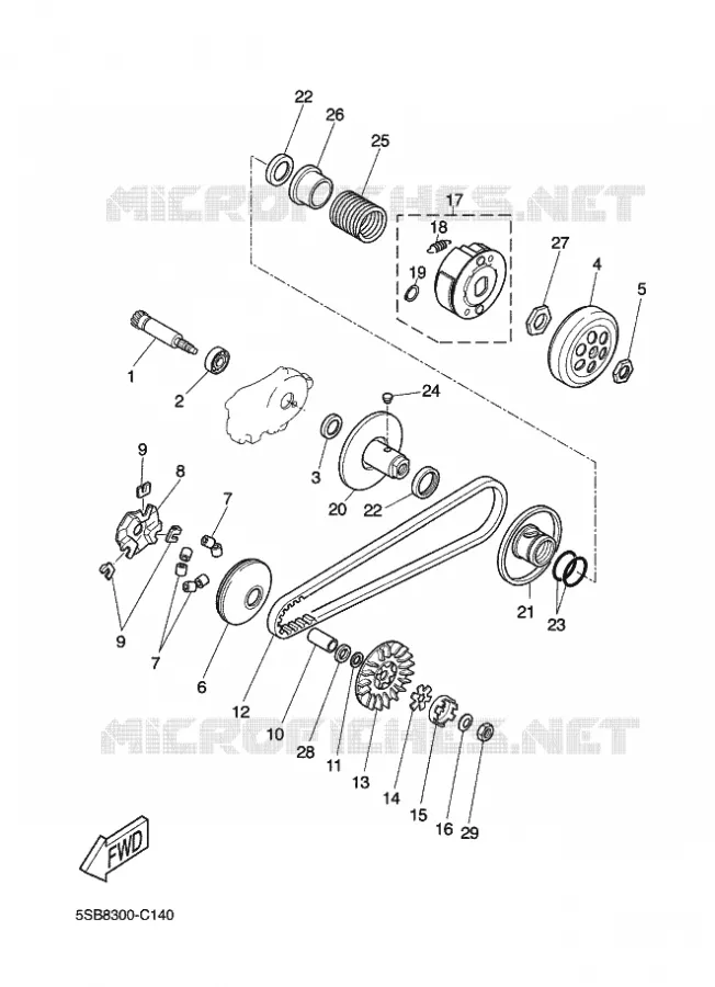 EMBRAYAGE DE DEMARREUR Yamaha SCOOTER 50 2012 JOG R  CS50