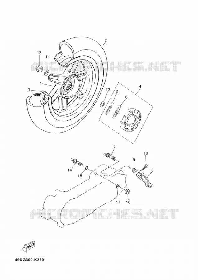 ROUE ARRIERE Yamaha SCOOTER 50 2012 JOG R  CS50