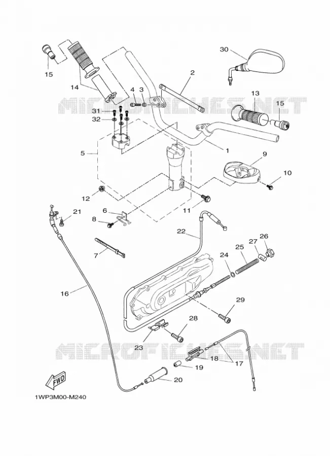GUIDON ET CABLES Yamaha SCOOTER 50 2013 BOOSTER  CW50LN