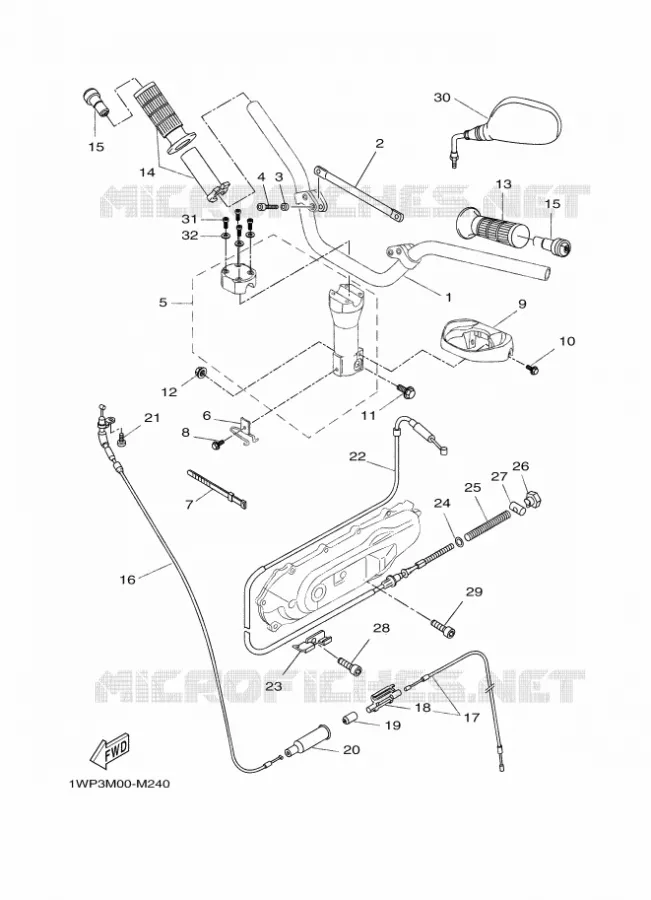 GUIDON ET CABLES Yamaha SCOOTER 50 2013 BOOSTER  CW50LN