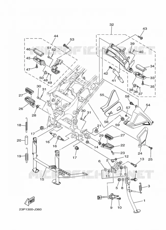SUPPORT / REPOSE PIEDS Yamaha MOTO 1200 2013 XTZ SUPER TENERE  XT1200Z