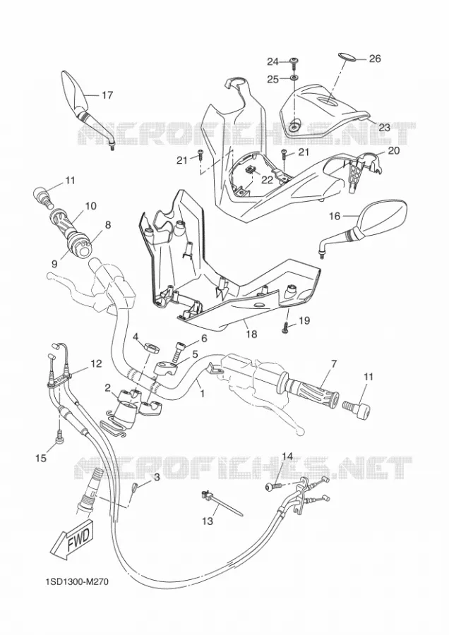GUIDON ET CABLES Yamaha SCOOTER 400 2014 XMAX ABS  YP400RA