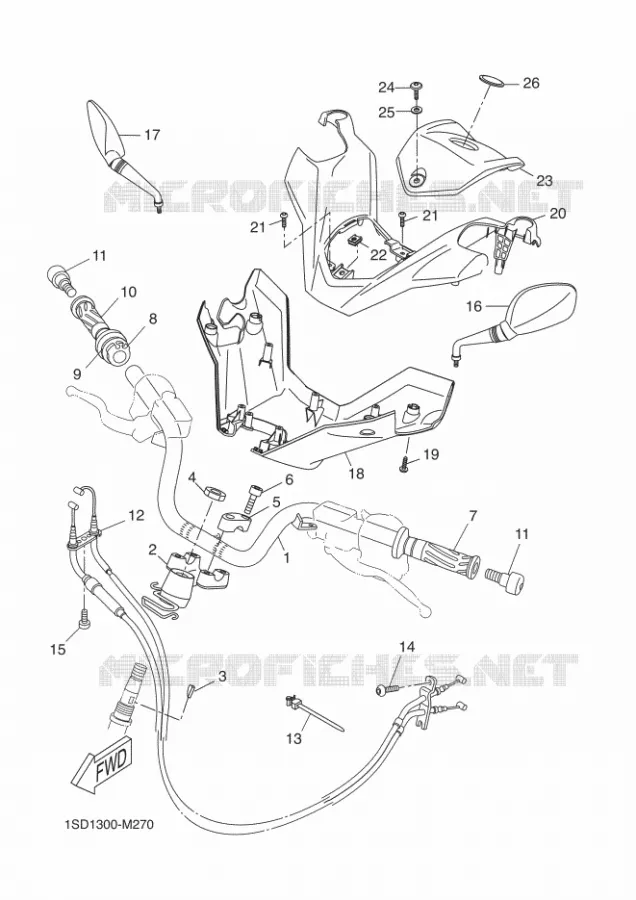 GUIDON ET CABLES Yamaha SCOOTER 400 2014 XMAX  YP400R