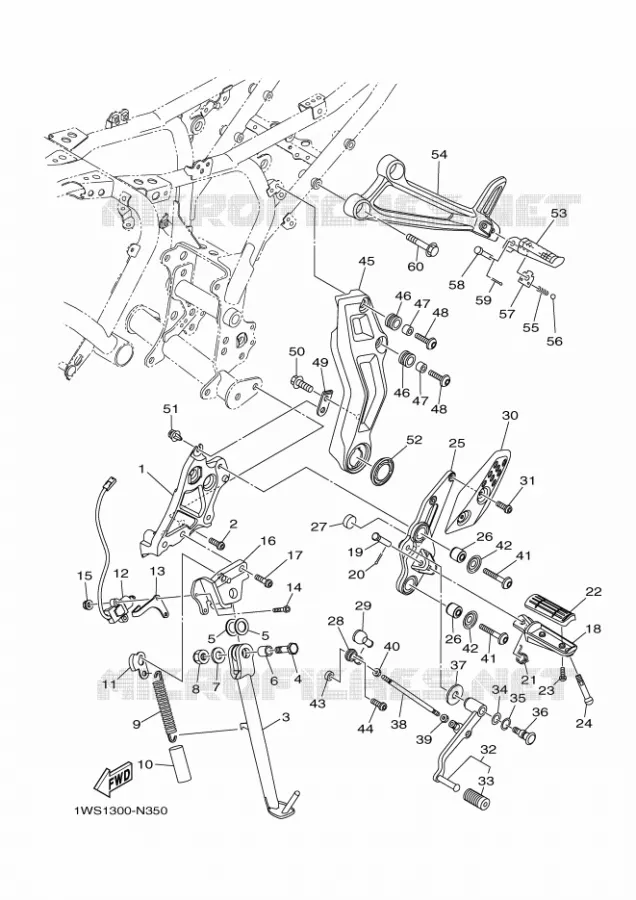 SUPPORT / REPOSE PIEDS Yamaha MOTO 700 2014 MT07  MT07